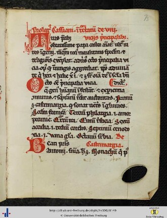 [73r - 82v] Excerpta e Johannis Cassiani de institutis coenobiorum et de octo principalium vitorium remediis libris 5-12.