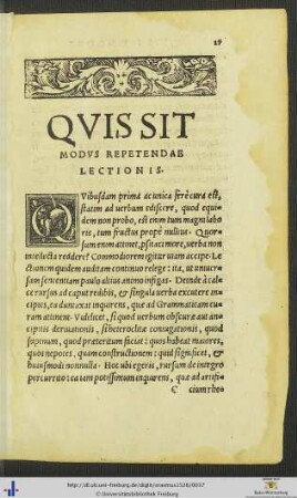 Quis Sit Modus Repetendae Lectionis