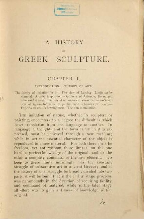 A history of Greek sculpture : [in two volumes]. 1, From the earliest times down to the age of Pheidias