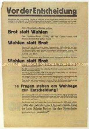 Aufruf der Alten Sozialdemokratischen Partei zur sächsischen Landtagswahl 1930