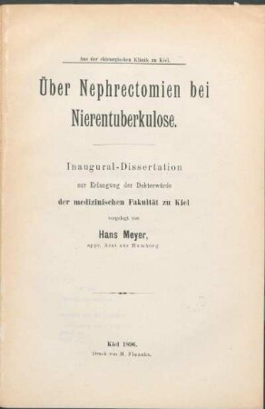 Über Nephrectomien bei Nierentuberkulose