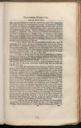 Conclusum Electorale, vom 23. Octob. 1775