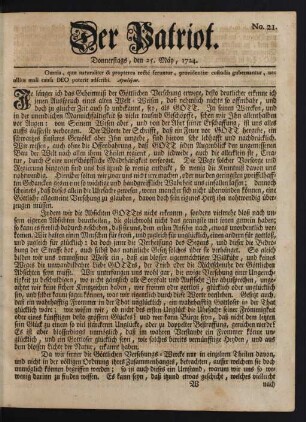 No. 21. Donnerstags, den 25. Mäy, 1724
