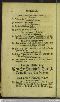 Zweyte Abtheilung. Von Sr. Churfürstlichen Durchl. Collegiis und Expeditionen