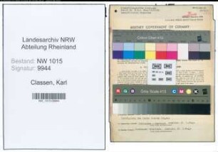 Entnazifizierung Karl Classen , geb. 01.09.1899 (Konstrukteur)