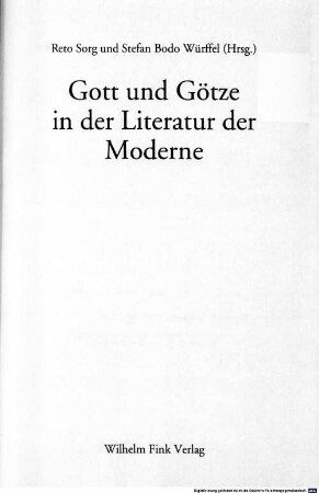 Gott und Götze in der Literatur der Moderne