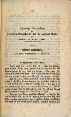 Chemische Untersuchung der wichtigsten Mineralwasser des Herzogthums Nassau, 7. Die neue Natronquelle zu Weilbach