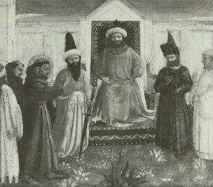 Die Feuerprobe des heiligen Franziskus vor dem Sultan