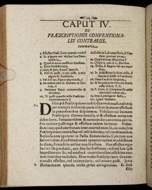 Caput IV. De Praescriptionis Conventionalis Contrariis