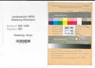 Entnazifizierung Aloys Klasberg , geb. 07.05.1897 (Wirtschaftsberater)