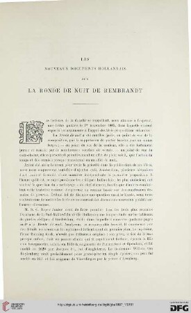 2. Pér. 35.1887: Les noveaux documents hollandais sur la "Ronde de Nuit" de Rembrandt