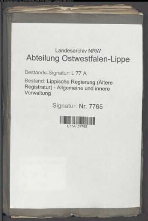 Rücksteuer für exportierten Branntwein aus den Ämtern Sternberg u. Barntrup