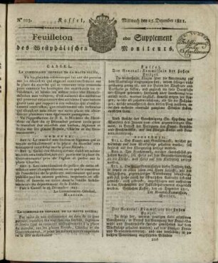 No. 103, Mittwoch den 25. Dezember 1811