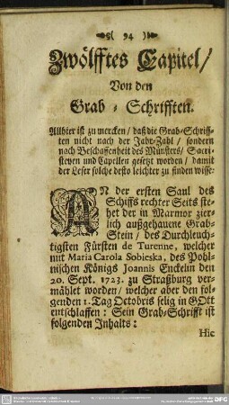 Zwölfftes Capitel, Von den Grab-Schrifften