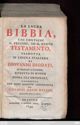 La Sacra Bibbia, Che Contiene Il Vecchio, Ed Il Nvovo Testamento