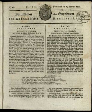 No. 18, Sonnabend den 29. Februar 1812