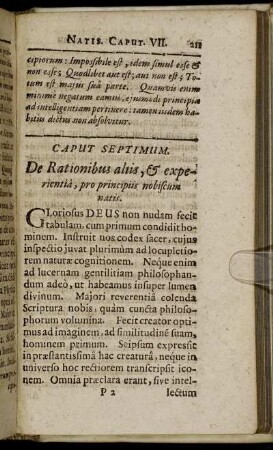 Caput Septimum. De Rationibus aliis, & experientia, pro principiis nobiscum natis.