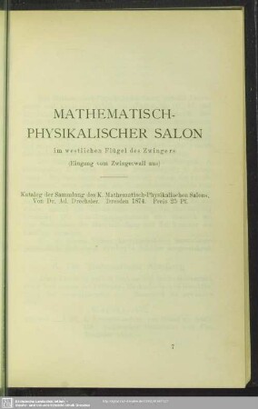 Mathematisch-Physikalischer Salon im westlichen Flügel des Zwingers