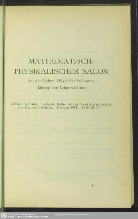 Mathematisch-Physikalischer Salon im westlichen Flügel des Zwingers