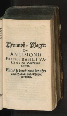 Triumph - Wagen Des Antimonii Fratris Basilii Valentini Benedictiner ...