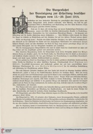 15: Die Burgenfahrt der Vereinigung zur Erhaltung deutscher Burgen vom 15.-20. Juni 1914