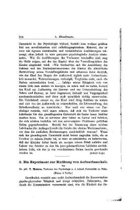 Ein Experiment zur Einübung von Aufmerksamkeit