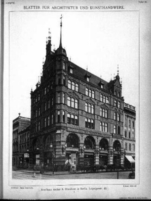 Tafel 26: Kaufhaus Ascher & Münchow in Berlin, Leipzigerstr. 43. I.