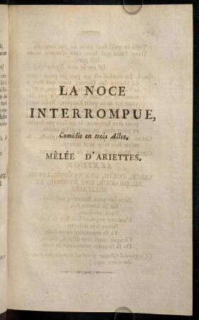 La Noce Interrompue,...