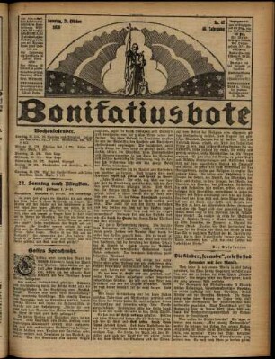 Erste Ausgabe vom Sonntag, den 20. Oktober 1929.