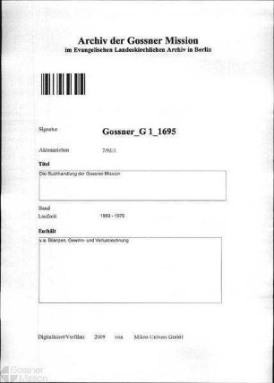Die Buchhandlung der Gossner Mission