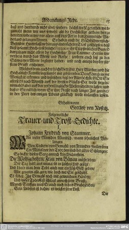 Folgen etliche Trauer- und Trost-Gedichte