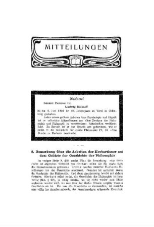 Bemerkung über die Arbeiten der Herbartianer auf dem Gebiete der Geschichte der Philosophie