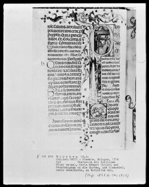 Missale — Textseite mit zwei historisierten Initialen