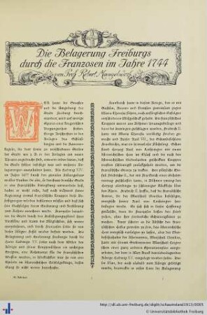 Die Belagerung Freiburgs durch die Franzosen im Jahre 1744.