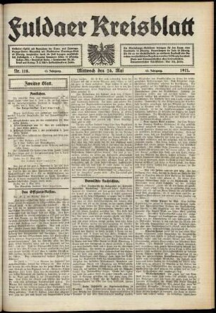 Zweite Ausgabe vom Mittwoch, den 24. Mai 1911.
