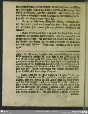 Specification der dermaligen zu Ronneburg befindlichen Brunnengäste