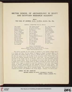 British School of Archaeology in Egypt an Egytian Research Account