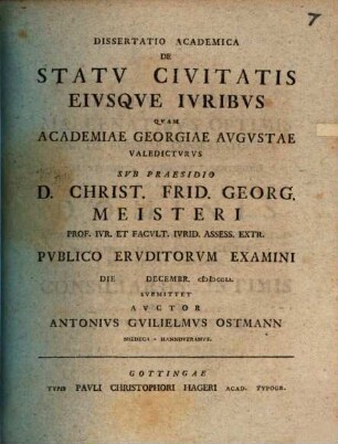 Diss. acad. de statu civitatis eiusque iuribus