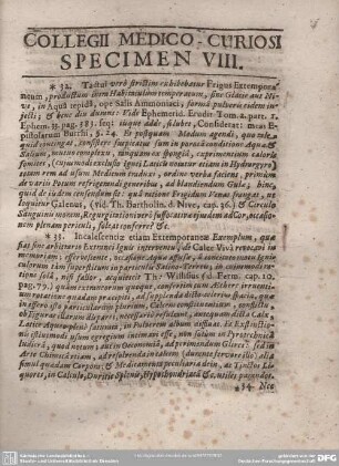 COLLEGII MEDICO-CURIOSI SPECIMEN VIII.