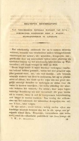 Beknopte beschrijving van verscheidene minerale wateren van Java, scheikundig onderzocht door A. Waitz, stads-apotheker te Samarang