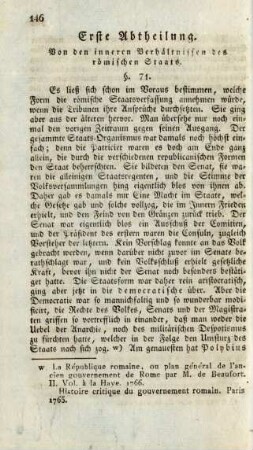 Erste Abtheilung. Von den inneren Verhaeltnissen des roemischen Staats
