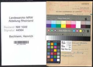 Entnazifizierung Heinrich Bechheim , geb. 15.12.1909 (Tierarzt)