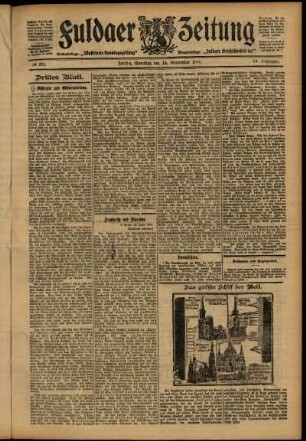 Dritte Ausgabe vom Samstag, den 14. September 1907.