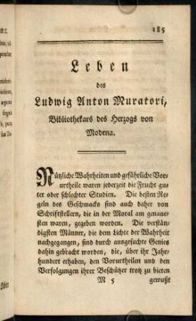 185-243, Leben des Ludwig Anton Muratori.