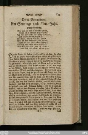 Die 8. Betrachtung. Am Sonntage nach Neu-Jahr.