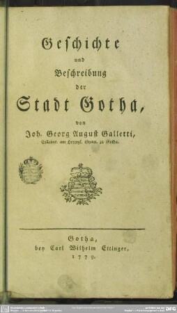 Geschichte und Beschreibung der Stadt Gotha