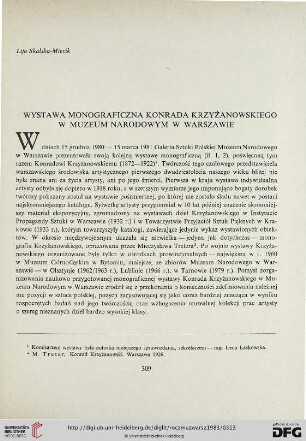 27: Wystawa monograficzna Konrada Krzyżanowskiego w Muzeum Narodowym w Warszawie