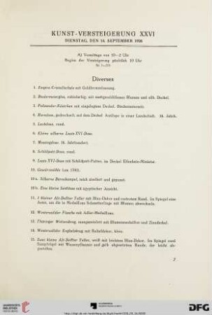 Diverses (Nr. 1-23)