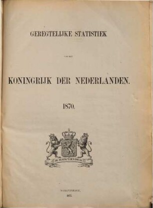 Geregtelijke statistiek van het Koningrijk der Nederlanden. 1870 (1873)