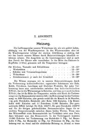 X. Abschnitt. Heizung.